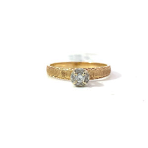 14 KT Y/G LADIES DIAMOND ENGAGEMENT RING W/ILLUSION HEAD .07PTS SI/H