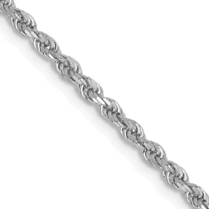 10kt White Gold 2mm Diamond Cut Rope Chain