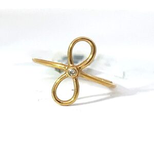 14KT Y/G LADIES DIAMOND RING ETERNITY KNOT .05PT DIA