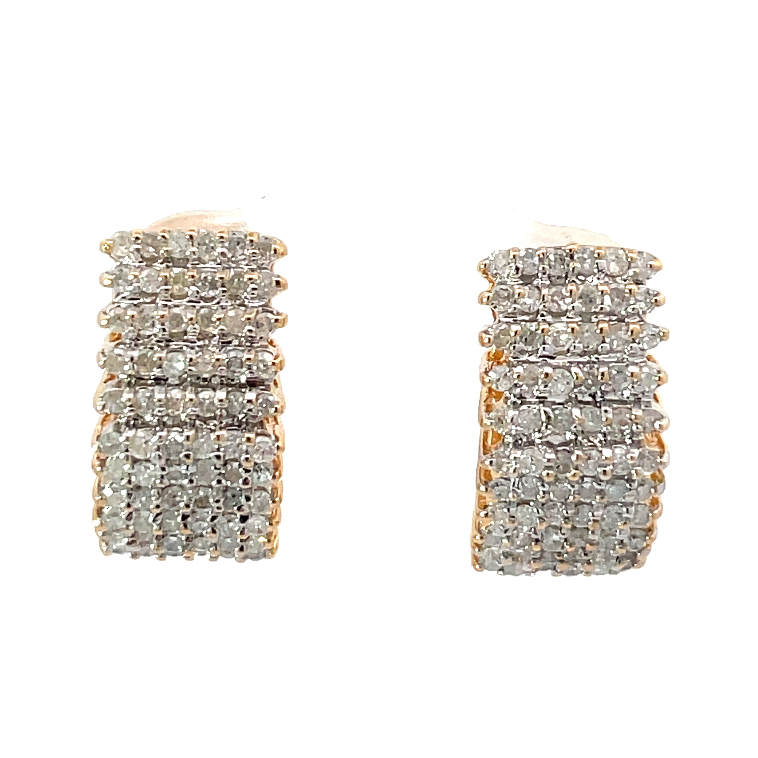 .jpg 14kt yellow gold 6 row diamond 3/4 hoop earring approximate total diamond weight 1.00cts promotional clarity and color