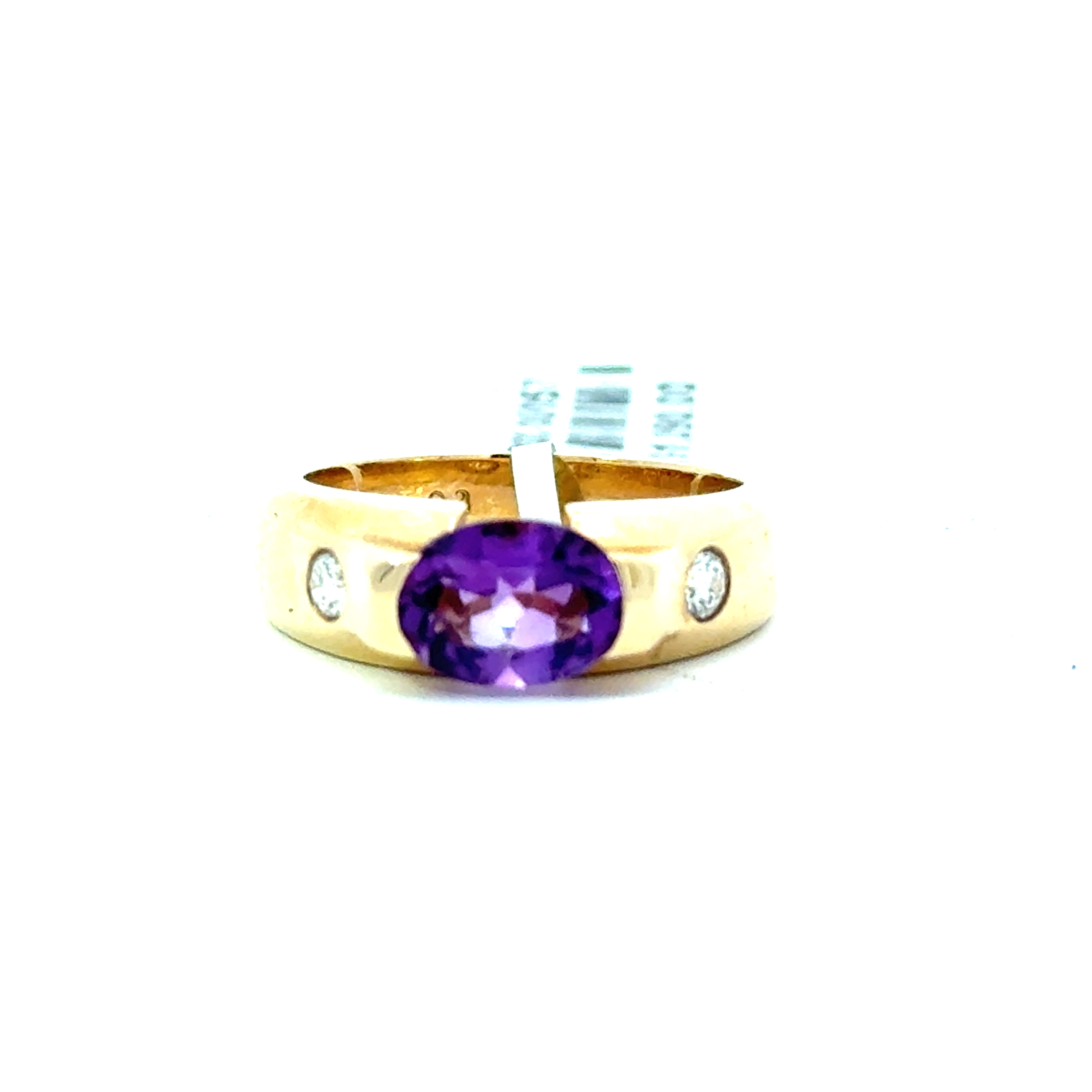 aec .jpg 14kt yg oval amethyst & diamond ring 1.00ct oval 8 x 6, 0.13 pts diamond si3 - h color