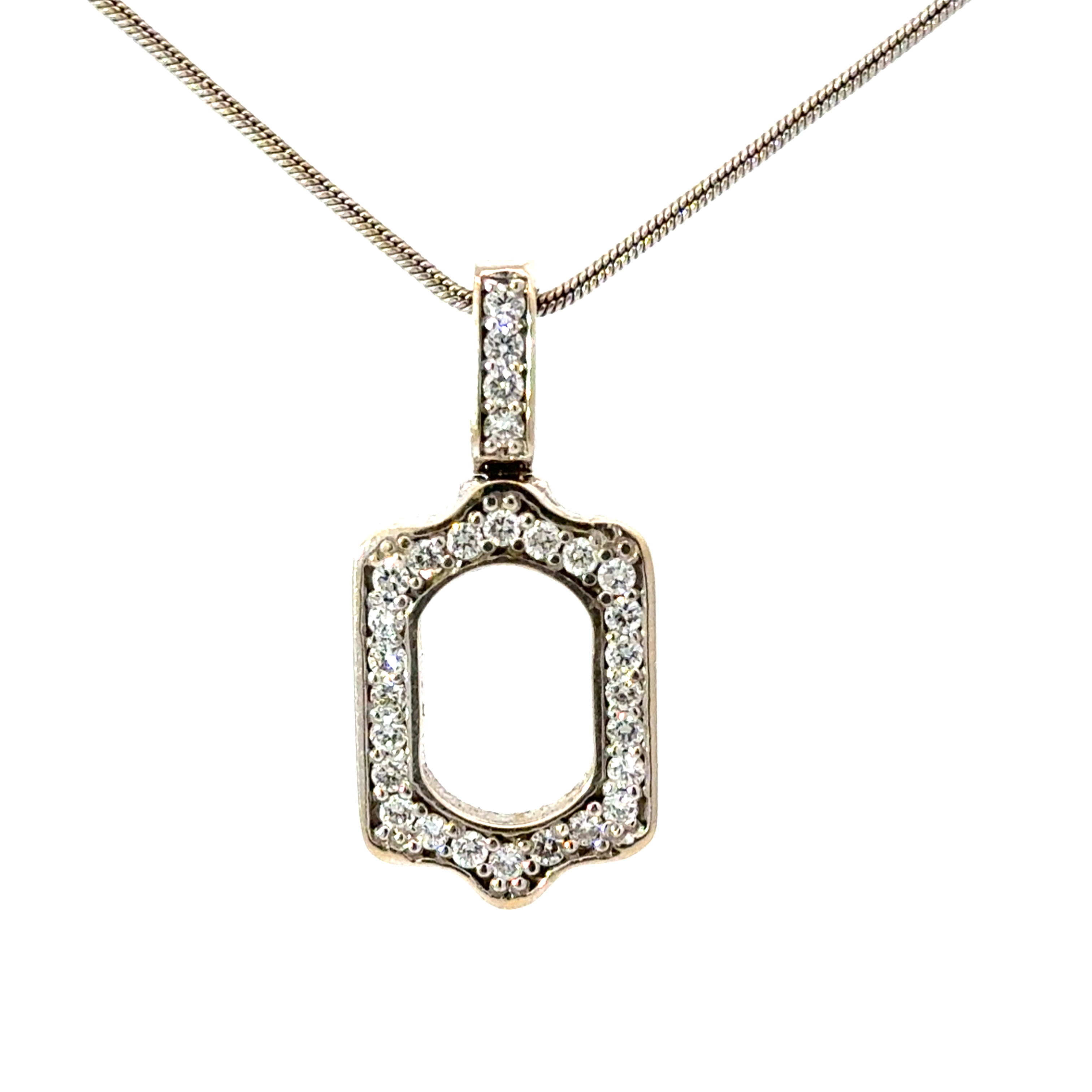 fb .jpg 18kt WG Dia Necklace On Snake Chain, 28 Round Dia Tw 0.43 Pts SI1 Clarity, G-H Color