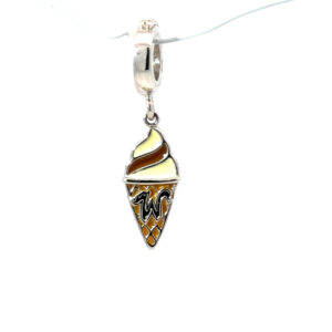 Sterling Silver Wildwood enamel Ice Cream twist cone on Wildwood hanger bead