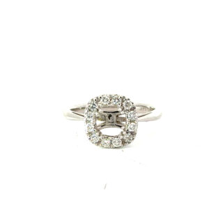 14kt white gold diamond cushion semi mount D tw 0.26cts VS2/SI1 clarity, near colorless H color