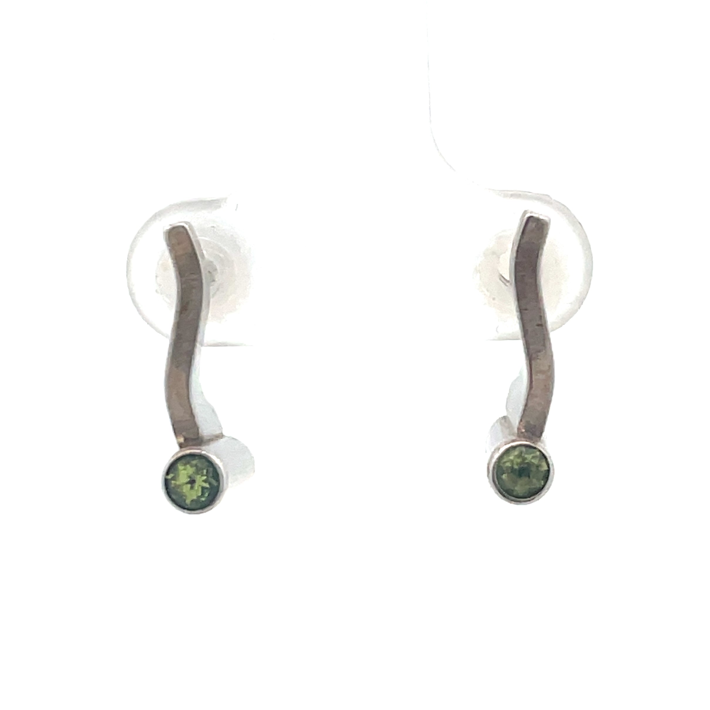 STERLING SILVER WAVE PERIDOT EARRINGS