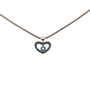 STERLING SILVER BLUE TOPAZ PENDANT - HEART, 16"