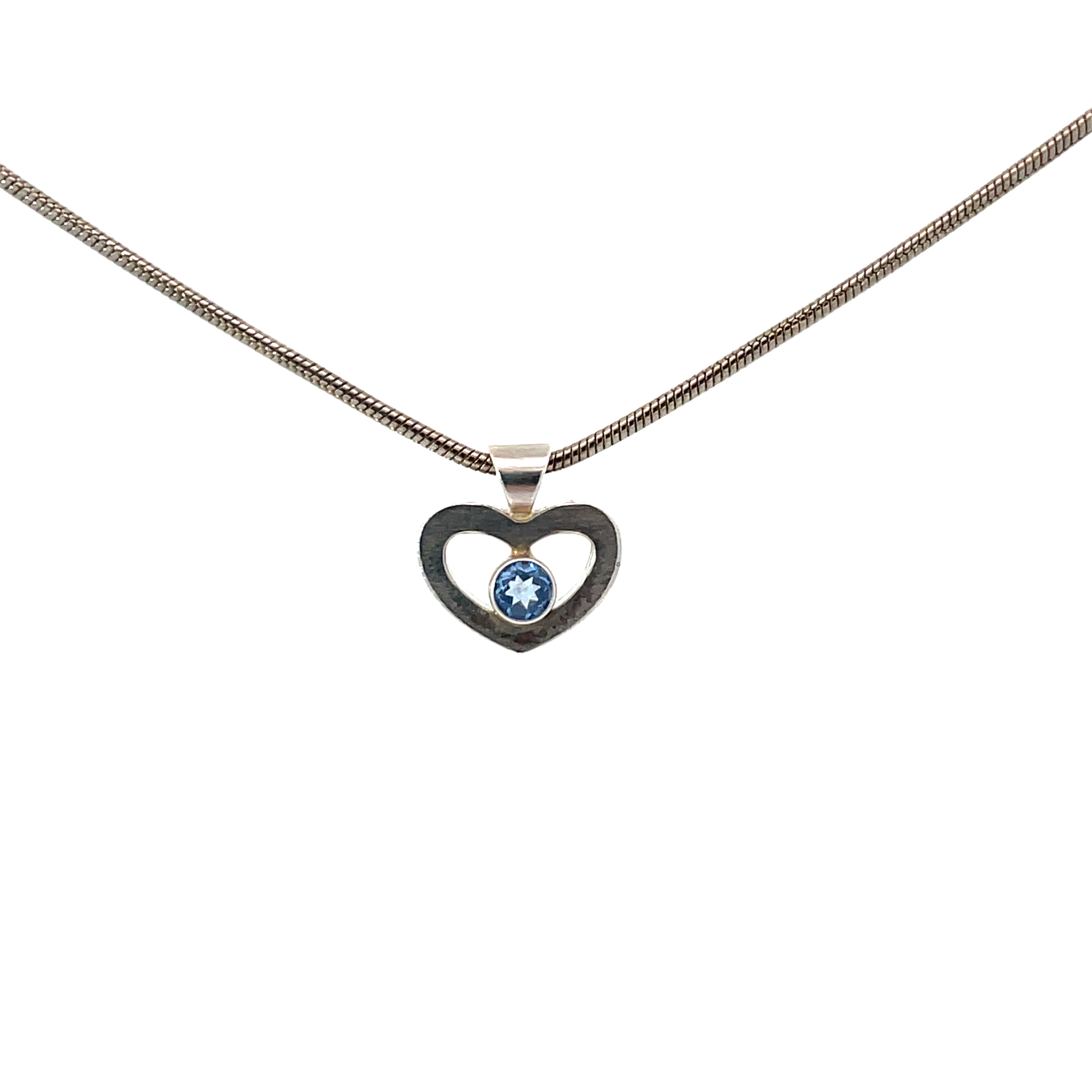 .jpg STERLING SILVER BLUE TOPAZ PENDANT - HEART, 16"