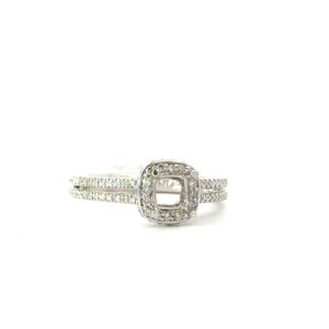 14kt white gold diamond halo with split shank semi mount tw 0.36cts SI, H color