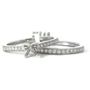 14kt white gold diamond semi mount bridal set tw 0.29 cts SI, G/H