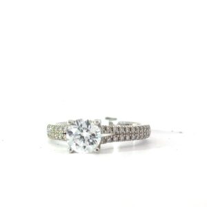14kt white gold diamond split shank semi mount CZ CENTER tw 1/4ct SI, G/H