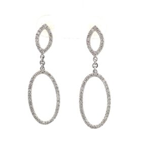 14kt white gold diamond fashion dangle earring tw 5/8cts SI, near colorless H