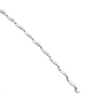 14kt white gold CZ bracelet past present and future bracelet with hidden safety