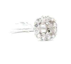 14kt white gold diamond halo semi mount tw 0.35cts SI, G/H