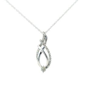 10kt white gold diamond fashion pendant on machine made rope chain 18" D tw 0.10cts SI2/I1 clairty, near colorles I color