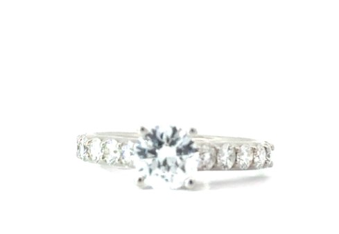 14kt white gold diamond Semi Mount with center cubic zirconia D tw 3/4ct VS2/SI1 clarity, near colorless G color