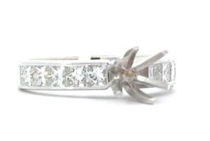 18kt white gold princess cut diamond channel set semi mount D tw 1.14cts VS2 clarity, near colorless G/H