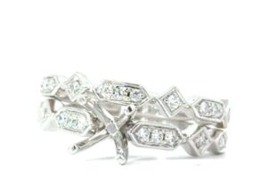 14kt white gold diamond multi shape bridal set semi mount D tw 0.30cts VS2 clarity,near colorless G color