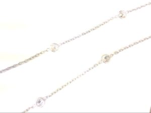 sterling silver 24" cz by the yard chain with claw catch and rhodium finish