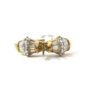 14KT Y/G SEMI MOUNT RING 0.45 tw 6 ROUND - TAPERED BAUG.
