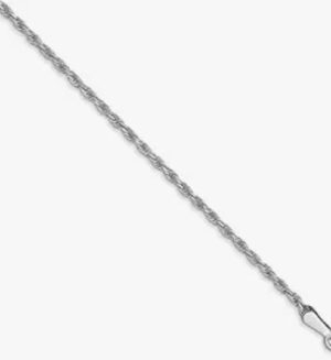 10kt white gold machine made rope chain 18" with spring ring