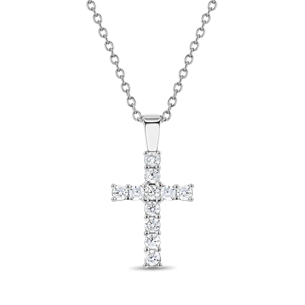 .png Sterling silver cubic zirconia 16mm cross pendant