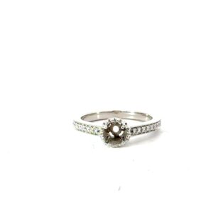 14kt white gold diamond petite round halo semi mount D tw 0.12cts VS2/SI1 clarity, near colorless G/H color