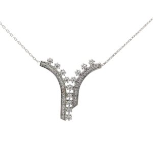 Sterling Silver cubic zirconia bypass neckace on adjustable chain