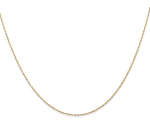 14kt yellow gold machine made carded chain 18" with spring ring clasp