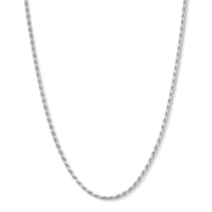 Sterling Silver Rhodium Rope Chain Necklace - 20