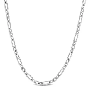 Stainless Steel Figaro Chain 16" 3mm Rhodium