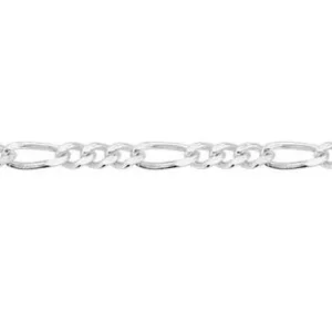 Sterling Silver Figaro Chain 18" Rhodium Finish