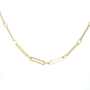 Sterling Silver gold plated flat paperclip chain with claw catch adjustable