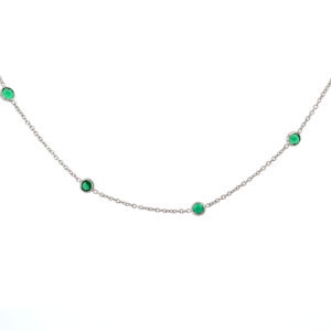 Sterling Silver synthetic emerald by the yard chain with adjustable back 17"