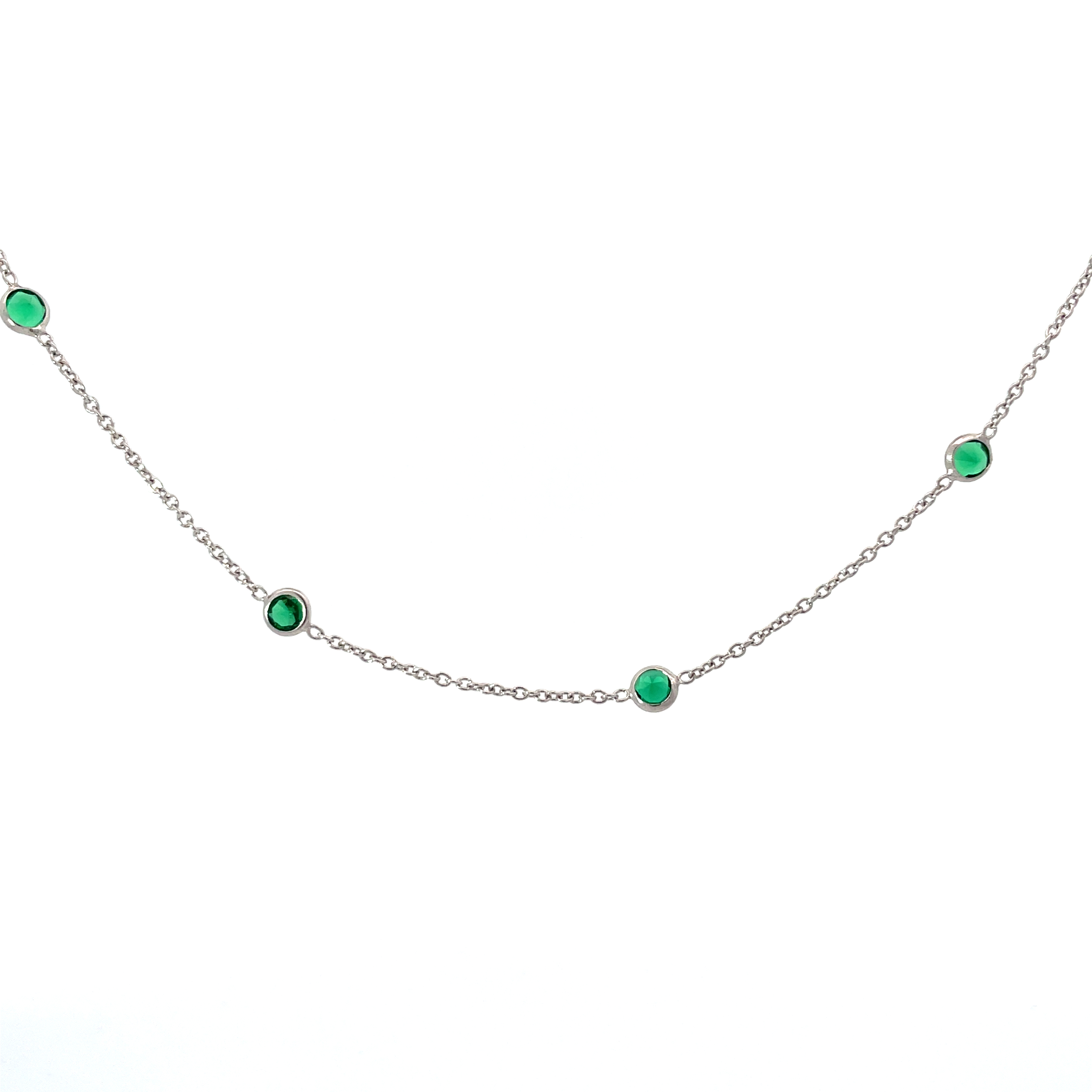 .jpg Sterling Silver synthetic emerald by the yard chain with adjustable back 17"