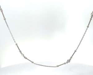 Sterling silver bar and cz by yard necklace 18"