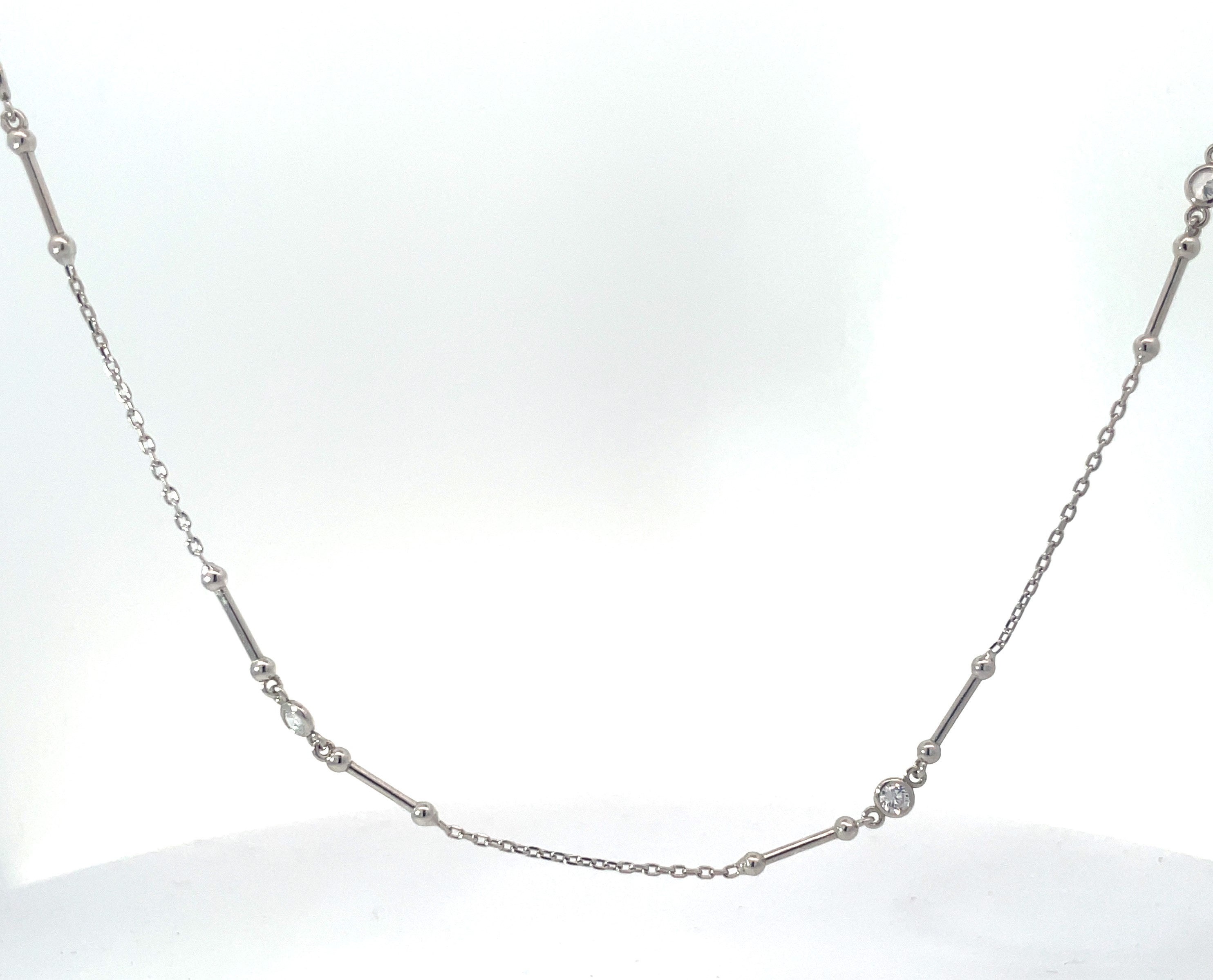 .jpg Sterling silver bar and cz by yard necklace 18"