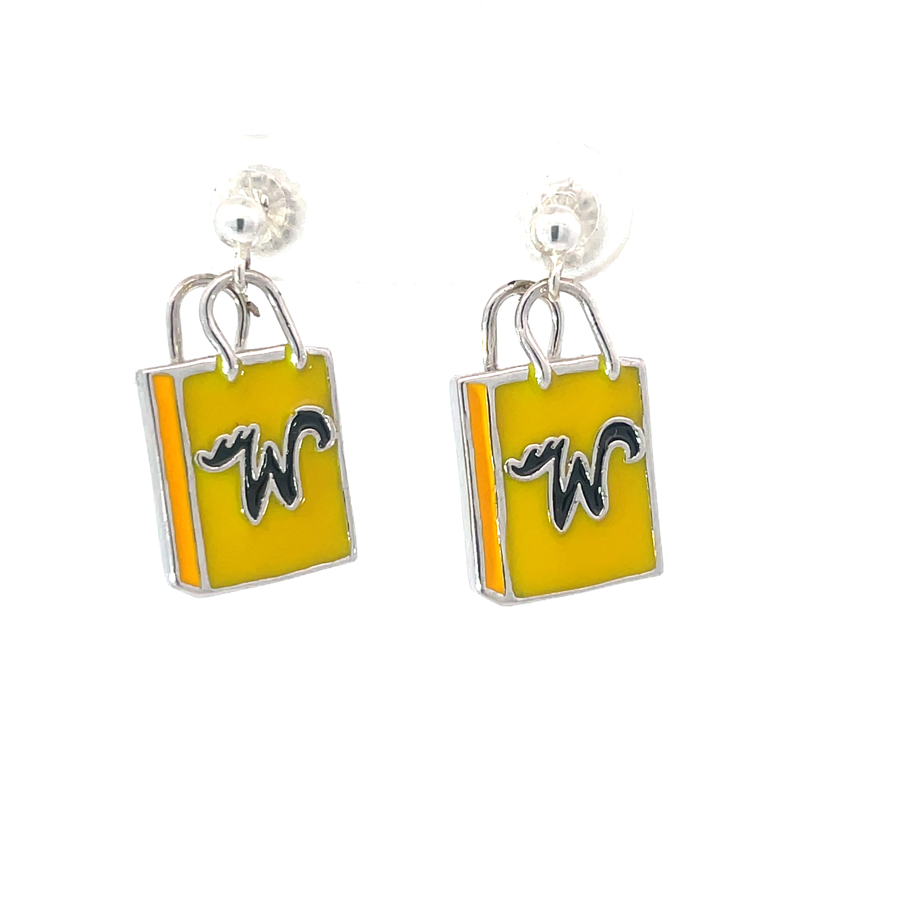 .jpg Sterling Silver Wildwood dangle enamel shopping bag earrings