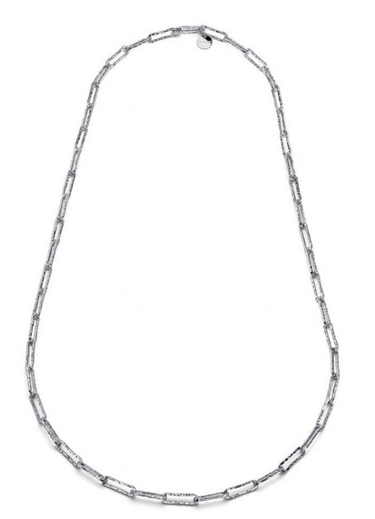 .jpg UNOAERRE Designer Bronze Rhodium Plated Textured Paperclip Necklace - Made in Italy 36"