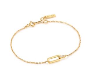Sterling Silver gold plated glam cz interlocking bracelet