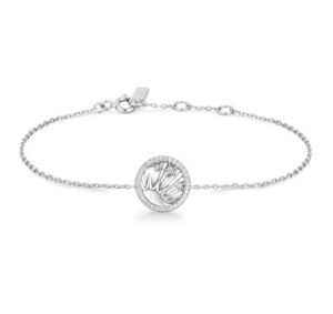 Sterling Silver shiny cubic zircona and mother of pearl sun star bracelet
