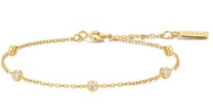 Sterling Silver gold plated bezel station adjustable bracelet