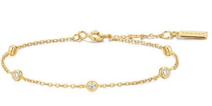 B G .jpg Sterling Silver gold plated bezel station adjustable bracelet