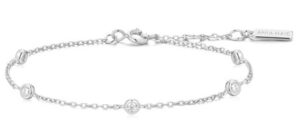 Sterling Silver rhodium plated cubic zirconia bezel station adjustable bracelet