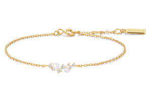 Sterling Silver gold plated freshwater pearl and cubic zirconia bracelet