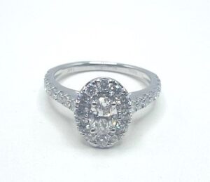 14kt white gold diamond oval halo bridal set C 1/2ct tw 2.00cts SI1, near colorless G/H color