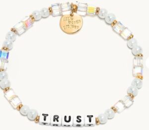 Little Words Project "Trust" white beaded stretch bracelet