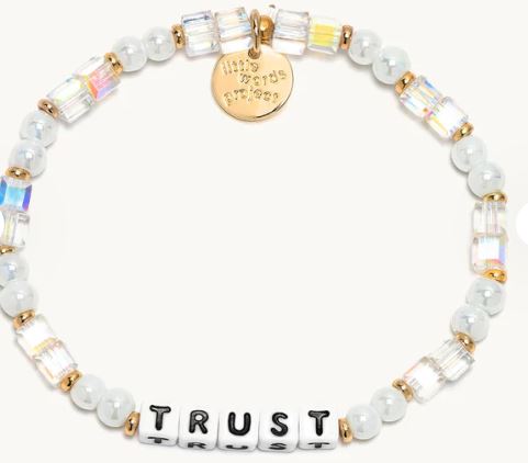CW TRU ROC .jpg Little Words Project "Trust" white beaded stretch bracelet