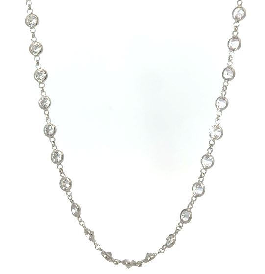 CZ by the yard .jpg Sterling silve beaded chain cz by the yard with claw catch rhod plated 36"
