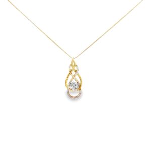 10kt two tone rose and yellow gold infinity diamond fashion pendant D tw 0.20cts on 18" box chain SI2, clarity, near colorless I color