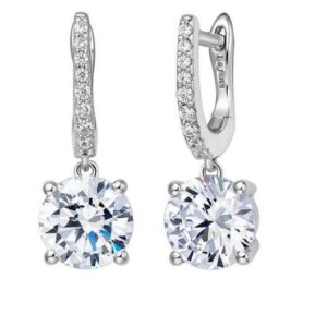S.S. plat bonded huggie drop earrings are set with Lafonn's signature Lassaire clear simulated diamonds tw 3.54cts